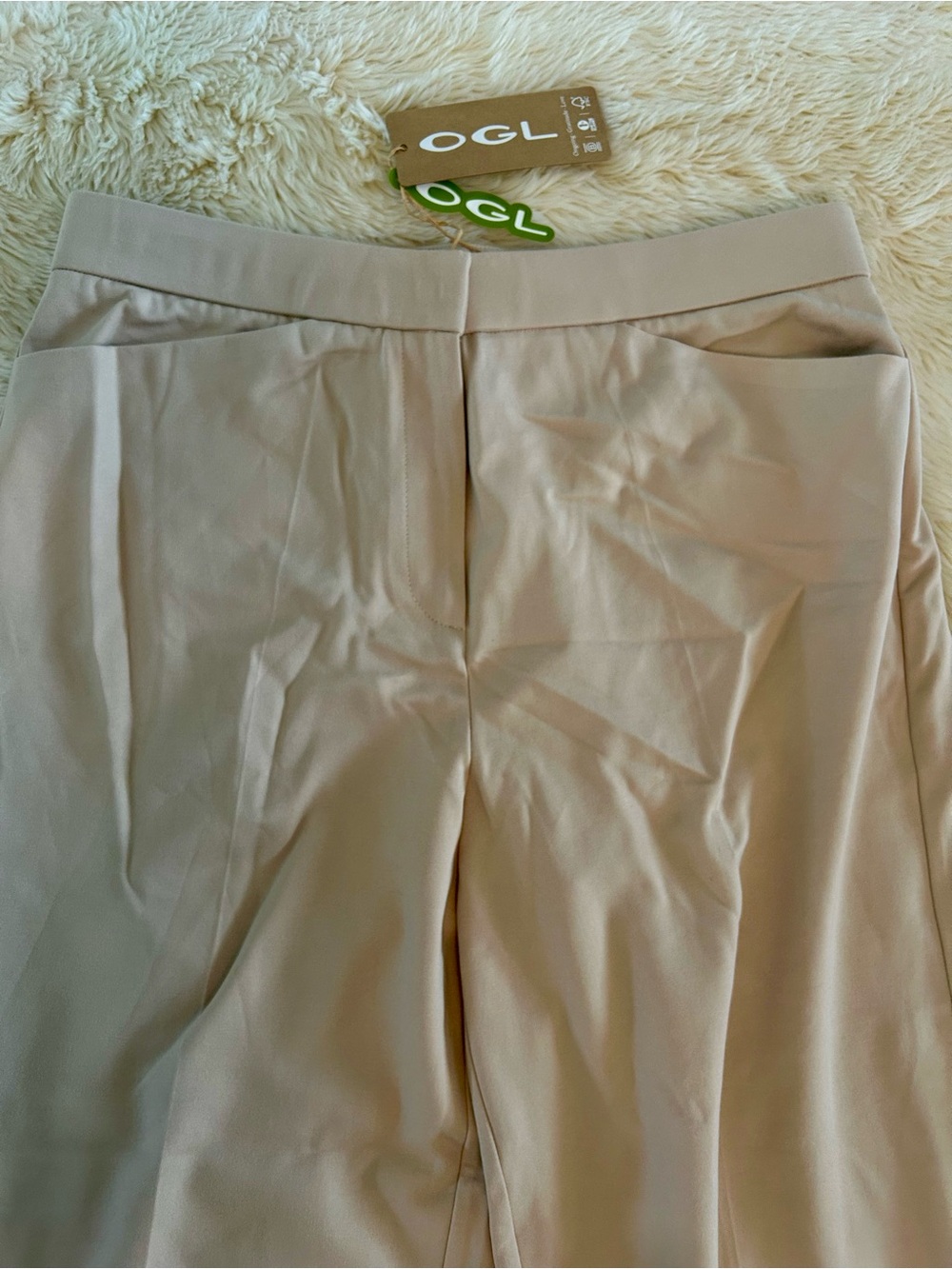 OGL Women's Light Beige Wide-Leg Trousers